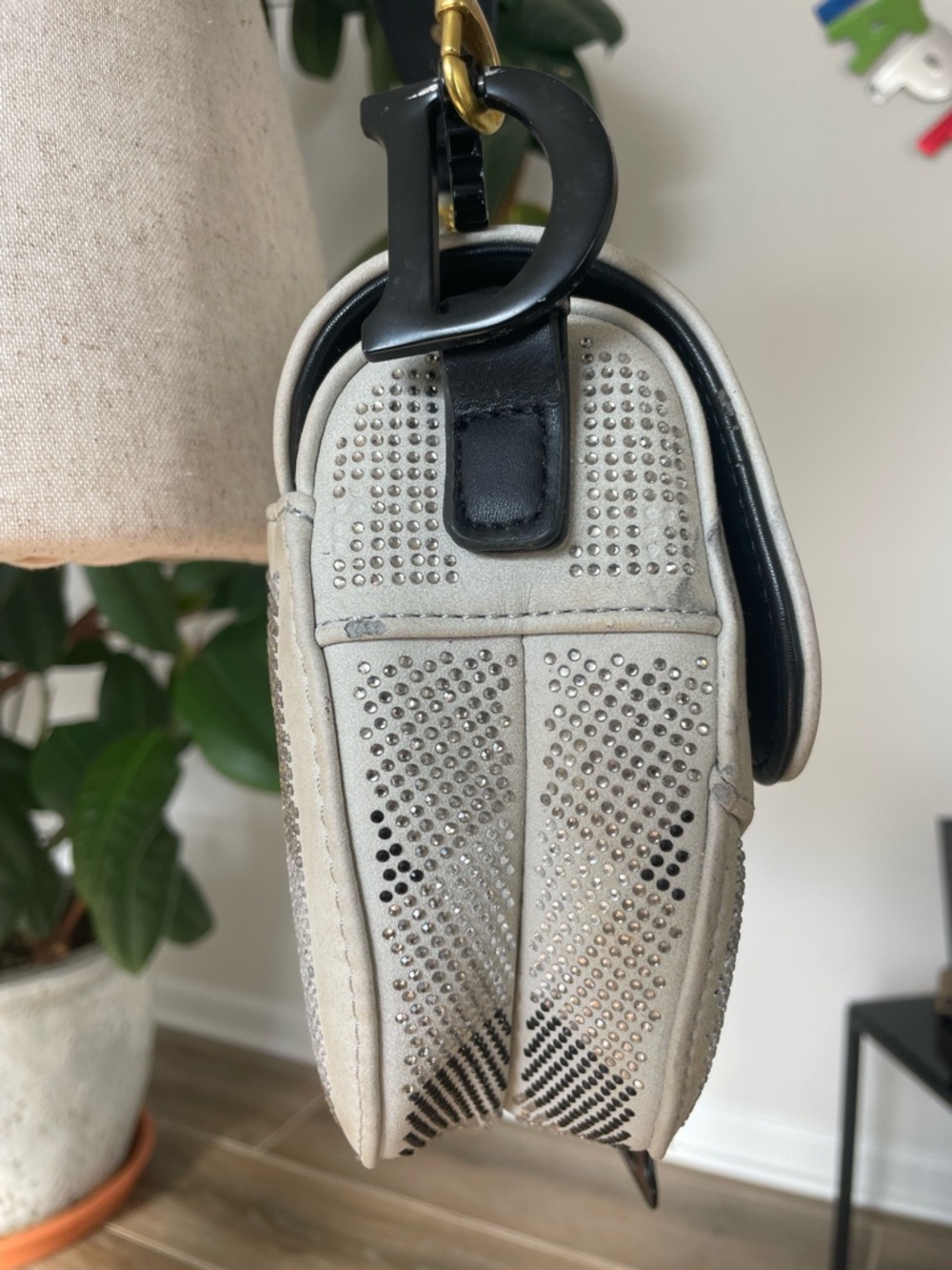 Saddle Bag with Checked Branded Strap - Picture 9 of 17